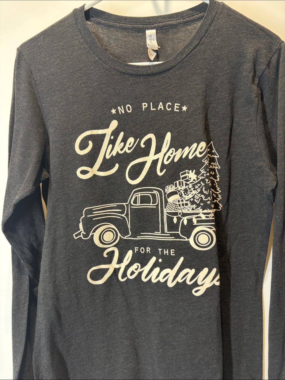 Bella Canvas Navy Long Sleeve Holiday Truck Tee